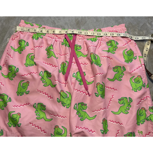 Tipsy Elves Men’s Swim Trunks XXL Pink Dinosaur Print Board Shorts Funny Retro - Picture 6 of 8